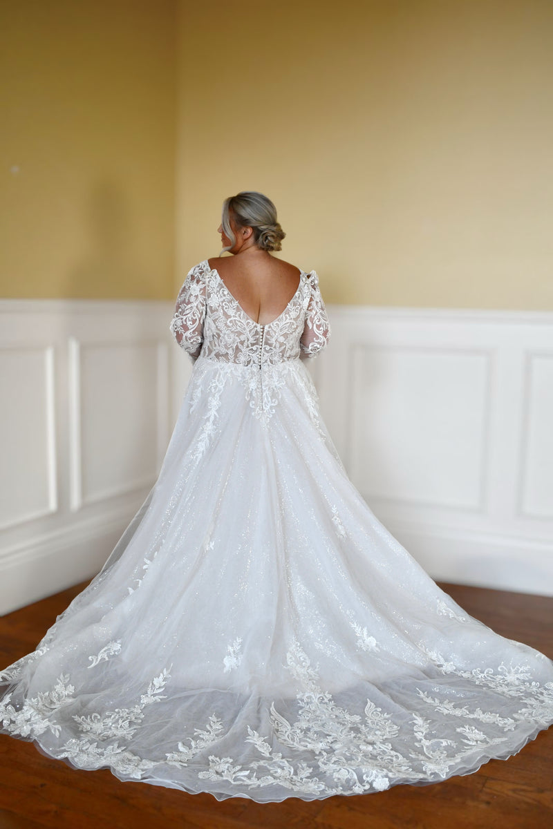 30624 - Modern Ball Gown Wedding Dress with Lace Embellishments