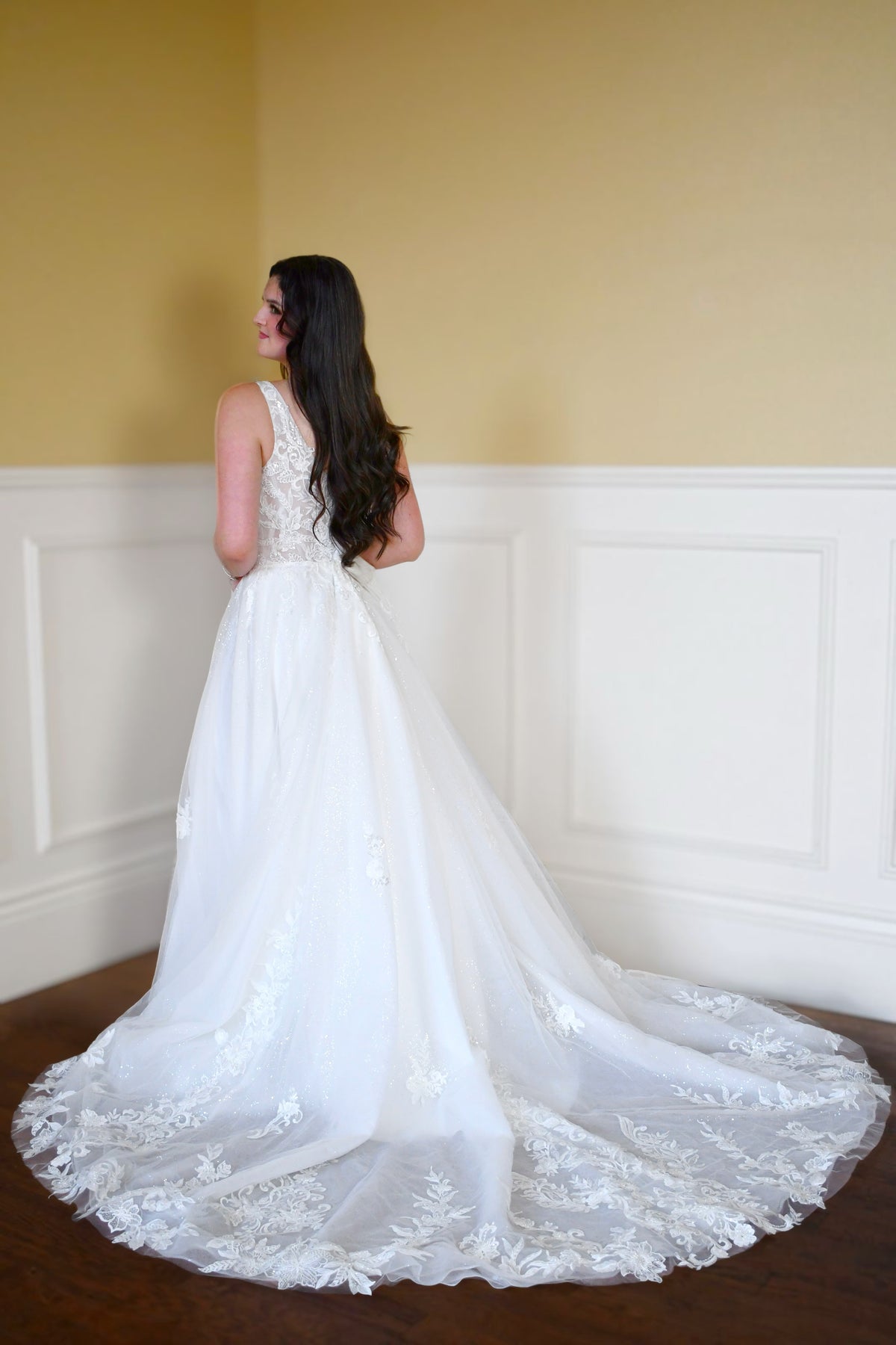 30624 - Modern Ball Gown Wedding Dress with Lace Embellishments