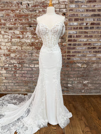 33315-Lace And Crepe Fit and Flare Wedding Dress