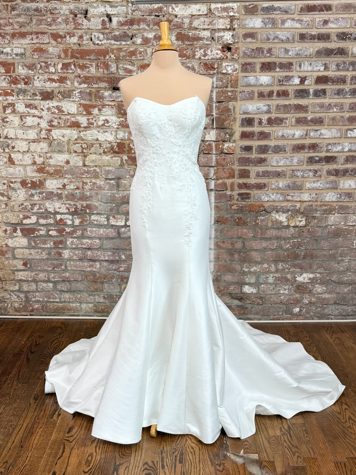 33335-Elegant satin fit-and-flare wedding dress