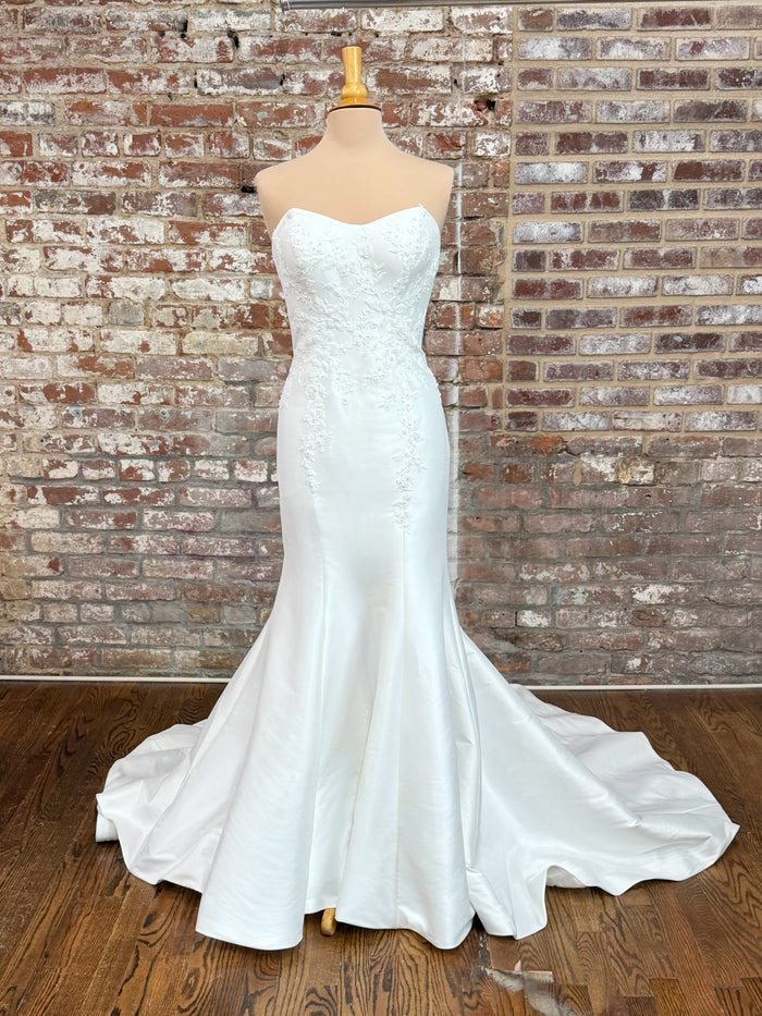 33335-Elegant satin fit-and-flare wedding dress