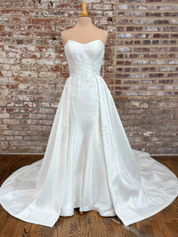 33335-Elegant satin fit-and-flare wedding dress