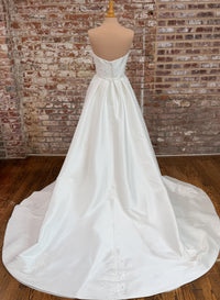 33335-Elegant satin fit-and-flare wedding dress