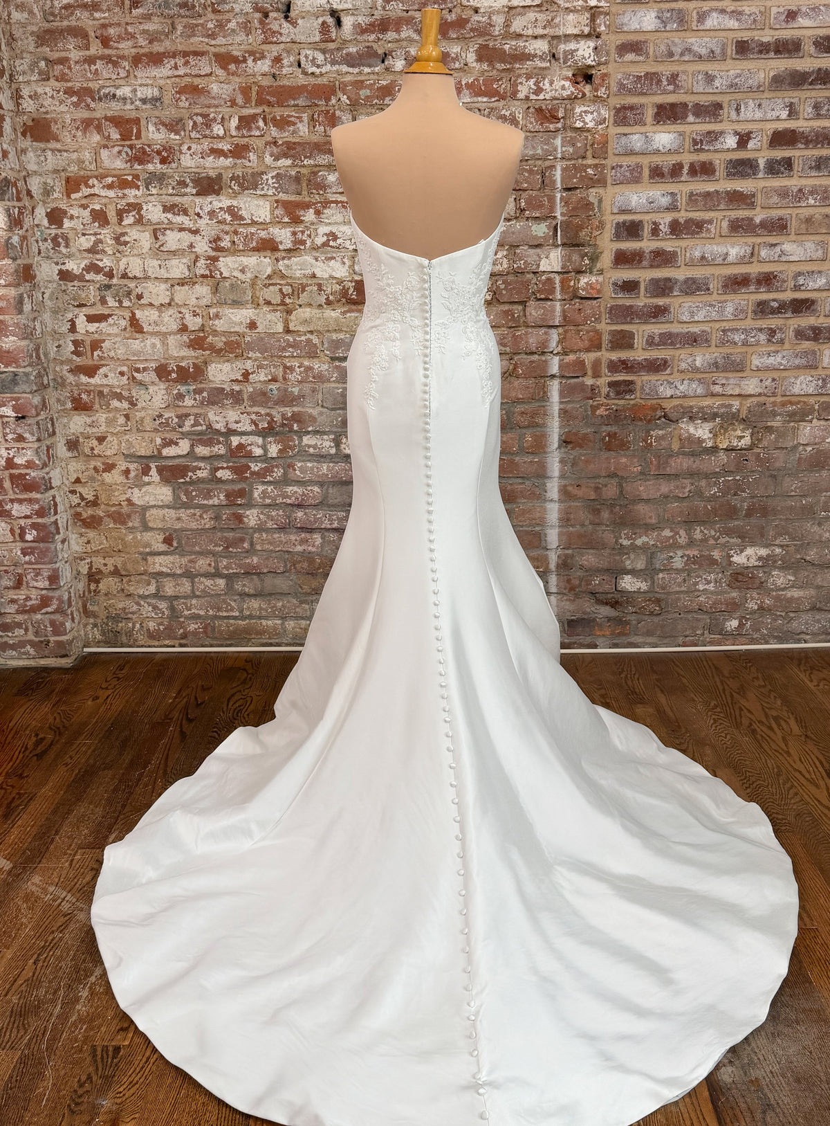 33335-Elegant satin fit-and-flare wedding dress