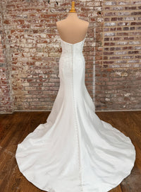 33335-Elegant satin fit-and-flare wedding dress