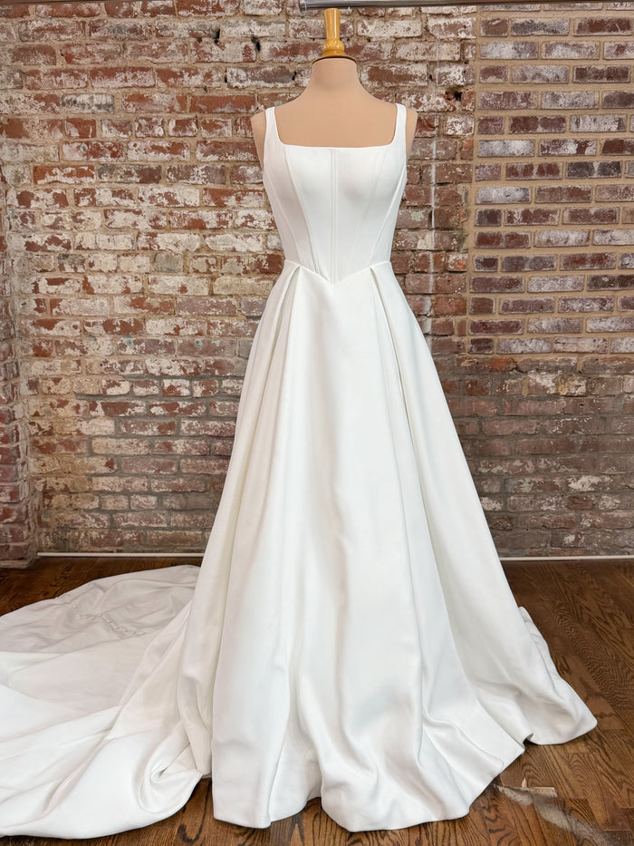 33327-Timeless Satin Square Neck Wedding Dress