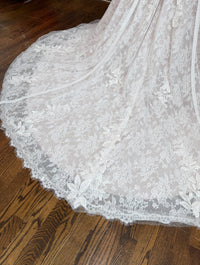34391-Boho Off the Shoulder A-Line Wedding Dress