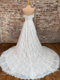 34391-Boho Off the Shoulder A-Line Wedding Dress