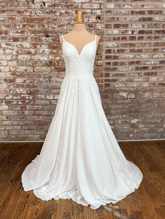 34404-A-Line with a Deep V-Neckline Wedding Dress
