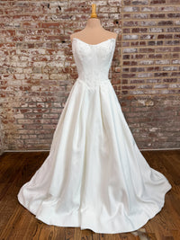 34435-Strapless Satin with Lace Bodice Wedding Dress