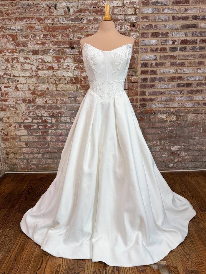 34435-Strapless Satin with Lace Bodice Wedding Dress