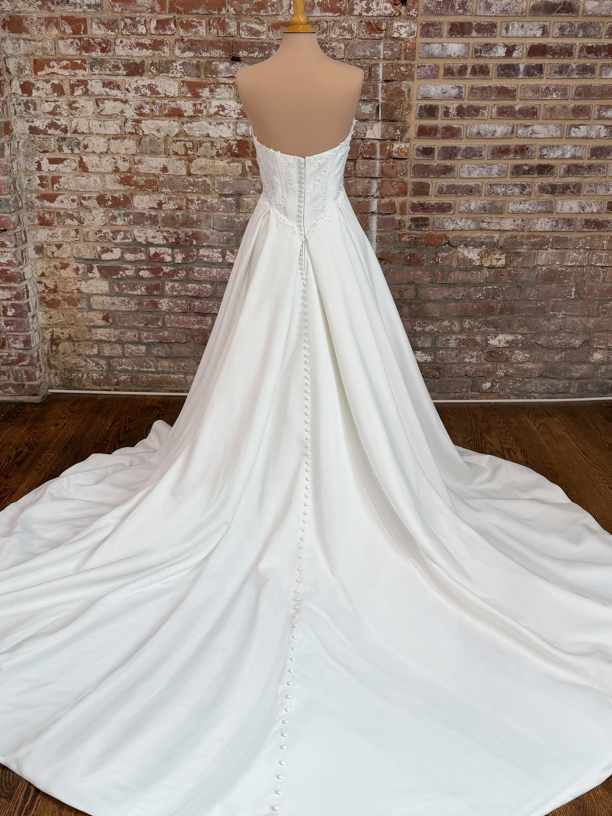 34435-Strapless Satin with Lace Bodice Wedding Dress