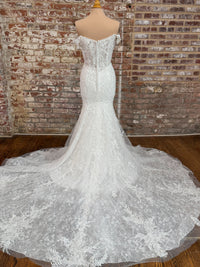 34439-Fit and Flare Off the Shoulder Wedding Dress