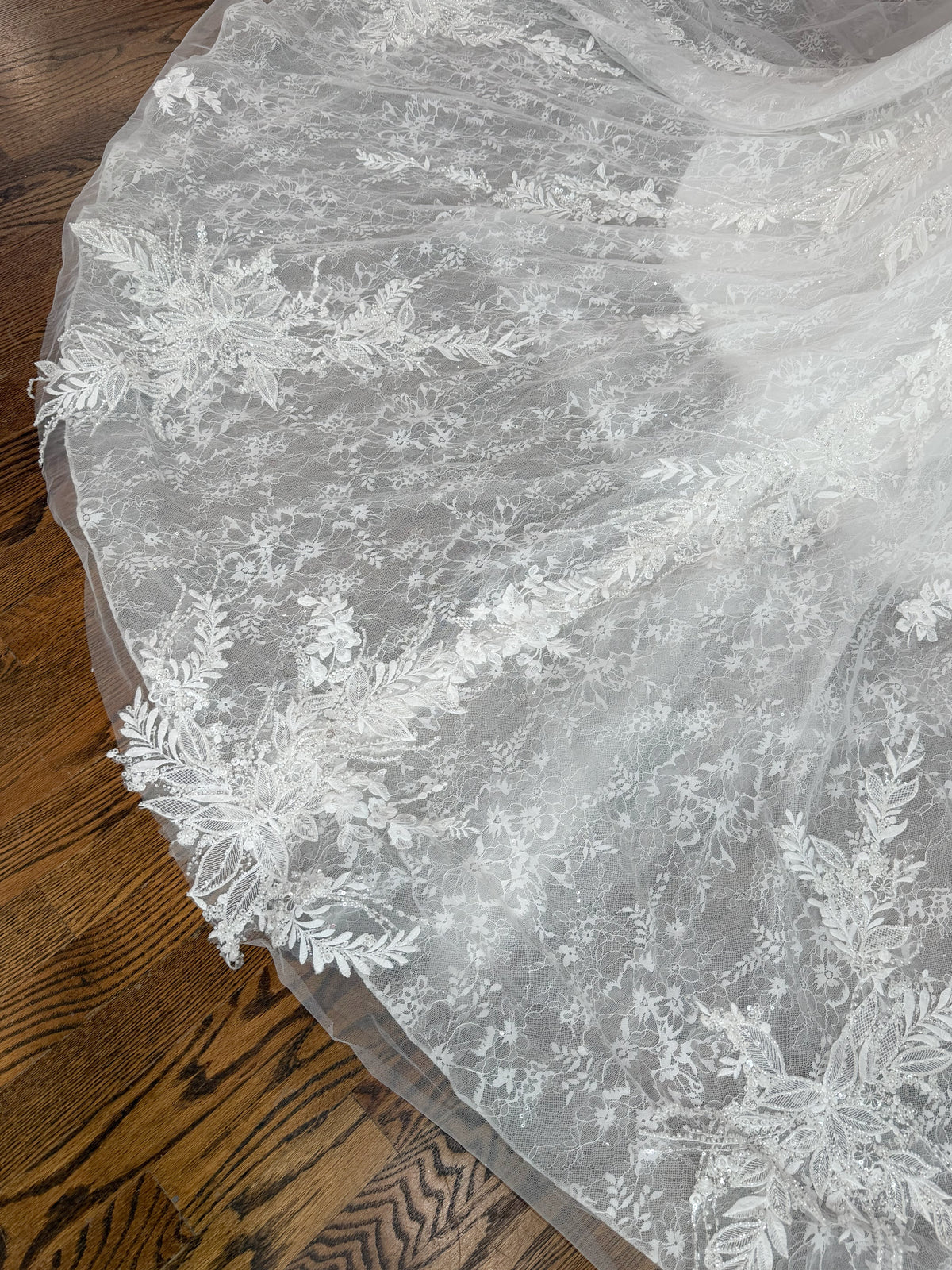 34439-Fit and Flare Off the Shoulder Wedding Dress