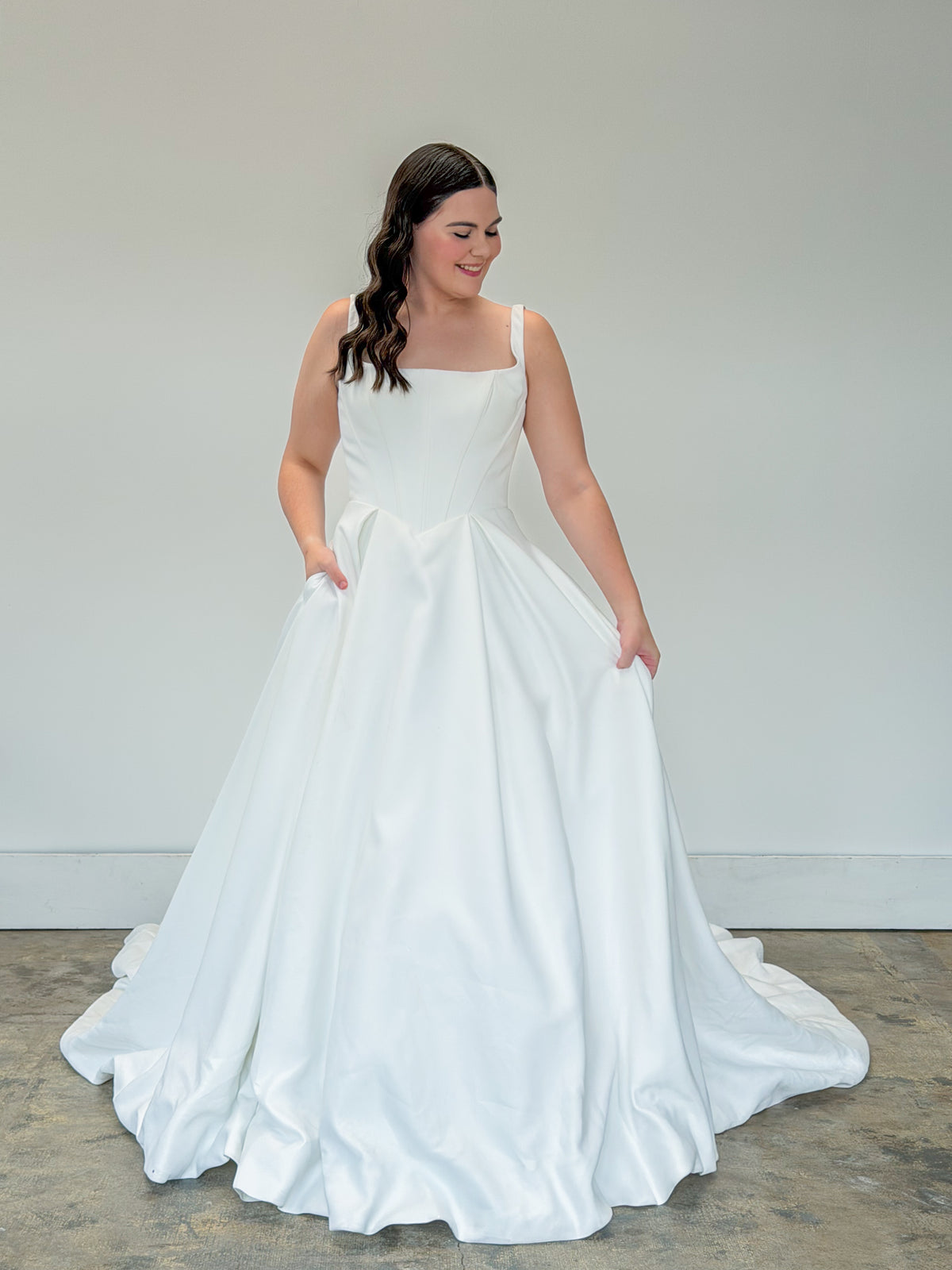 33327-Satin Basque Waist A-line Wedding Dress