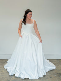 33327-Satin Basque Waist A-line Wedding Dress