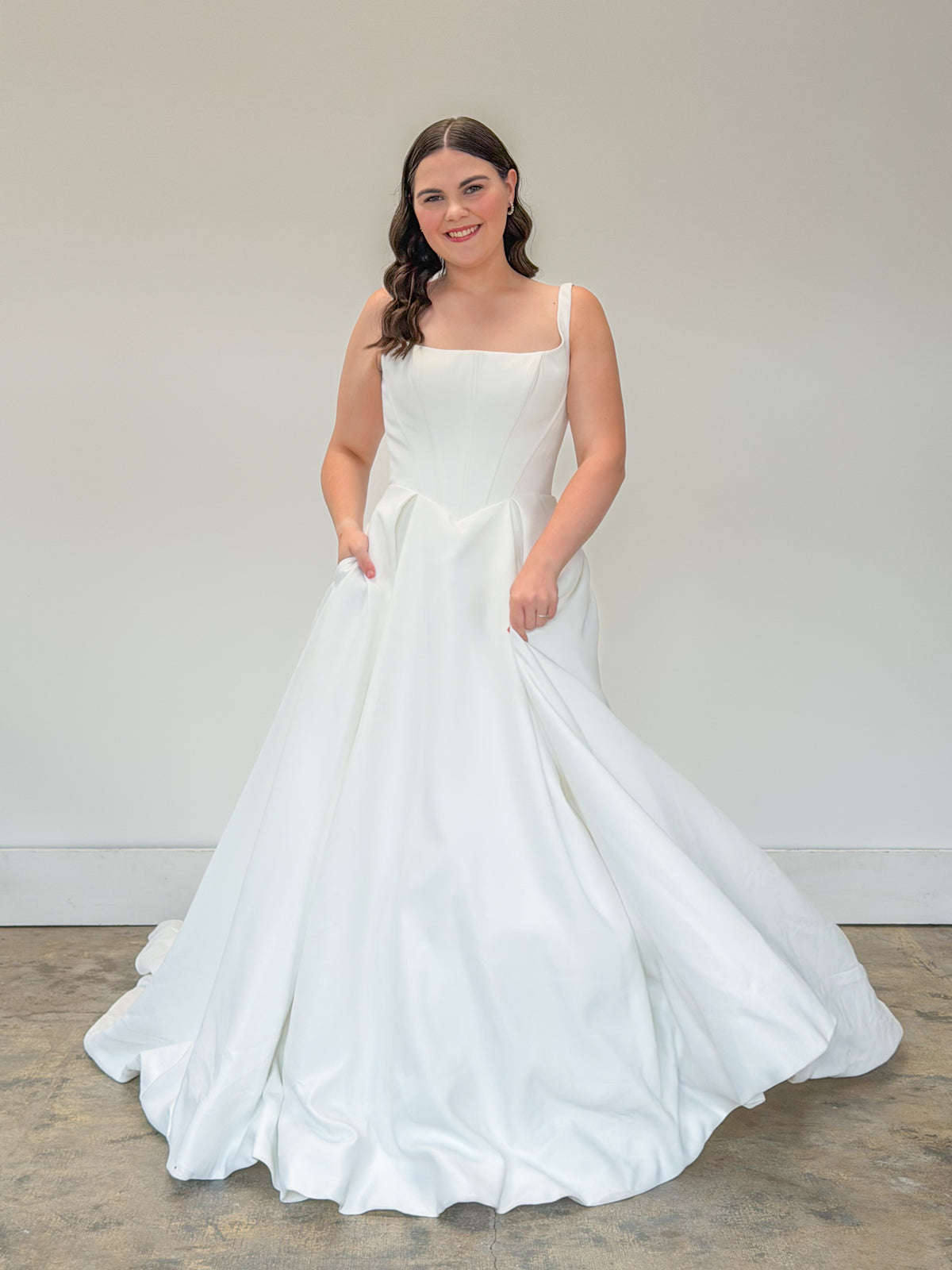 33327-Satin Basque Waist A-line Wedding Dress