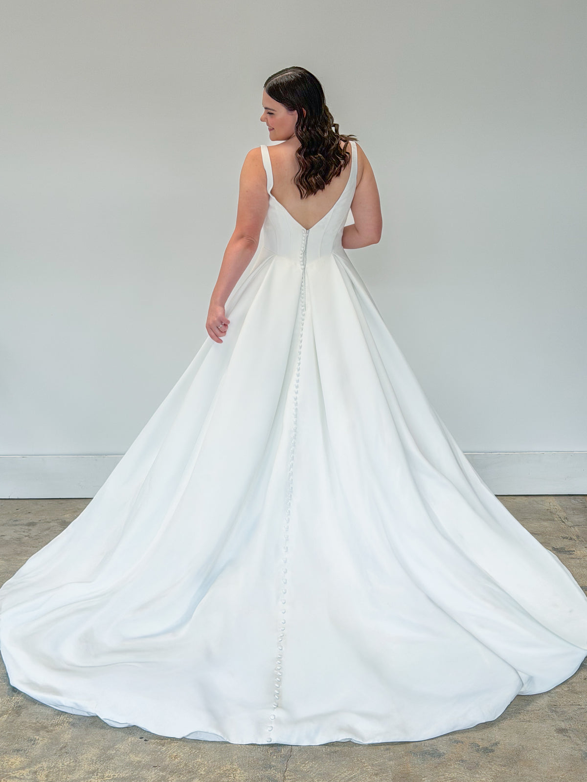 33327-Satin Basque Waist A-line Wedding Dress