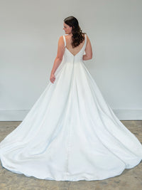 33327-Satin Basque Waist A-line Wedding Dress