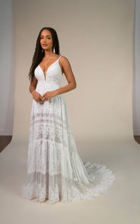 33602 - Romantic A-Line Wedding Gown with Flowy Skirt