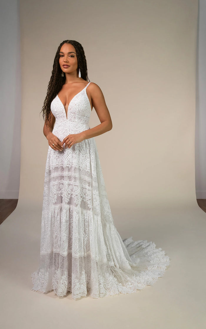 33602 - Romantic A-Line Wedding Gown with Flowy Skirt