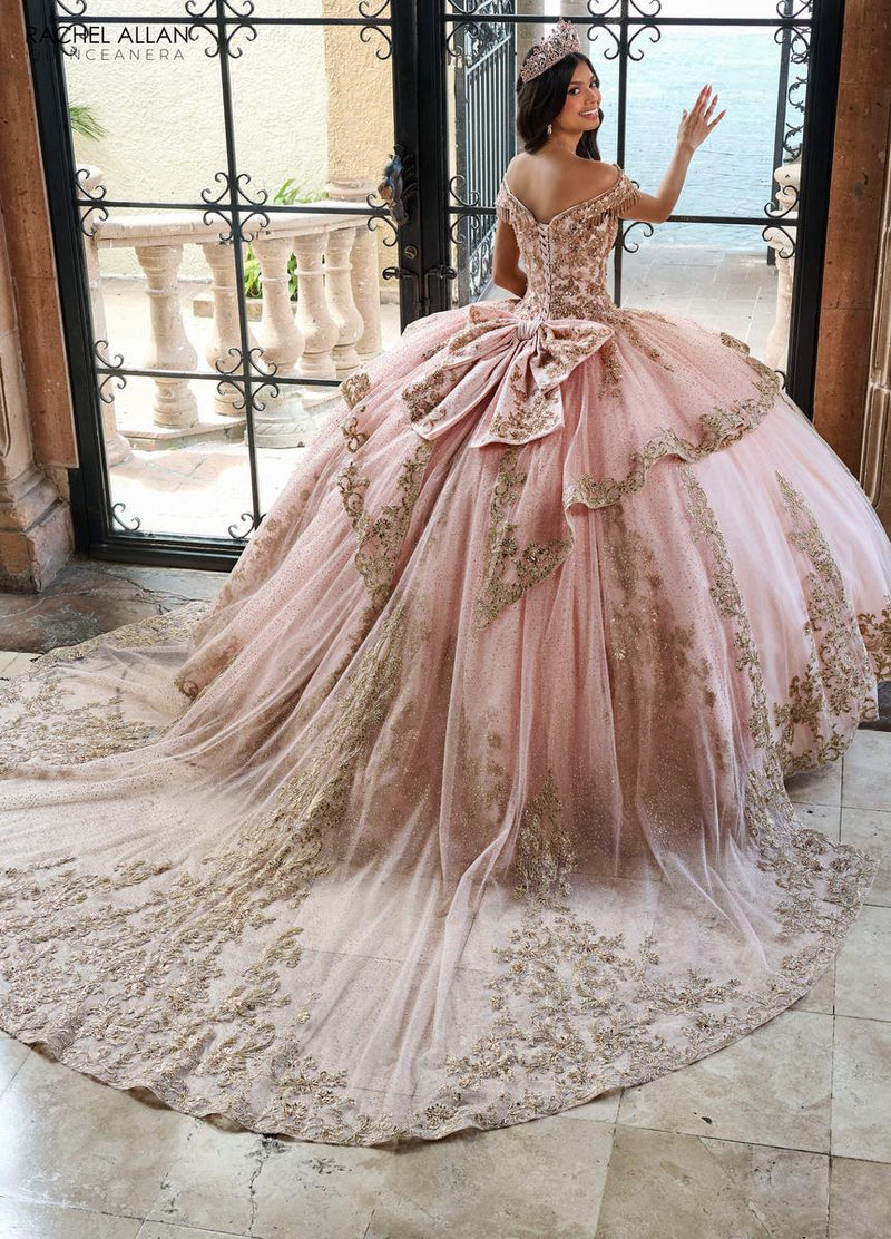 blush and gold quinceanera dress Princesa Quinceanera PR30207