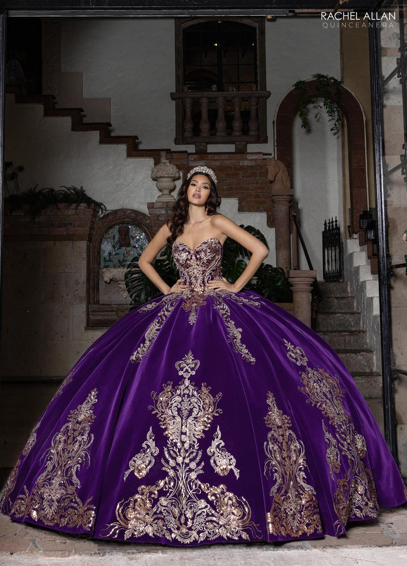 royal purple quince dress Purple Sparkly Quinceanera Ball Gown Dress Off Shoulder Sweetheart Neckline Lace-up Vestido 15 anos with Gold Applique Beads Bow Corset from Dhgate Quinceanera Dresses