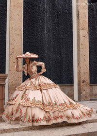 Rachel Allan RQ5015 Off-Shoulder Ballgown with Floral Embroidery