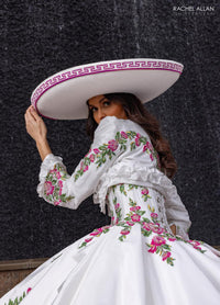 Rachel Allan RQ5015 Off-Shoulder Ballgown with Floral Embroidery