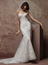 34835-Glimmering sequin lace basque waist wedding dress