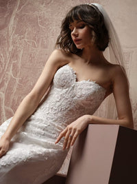 34835-Glimmering sequin lace basque waist wedding dress