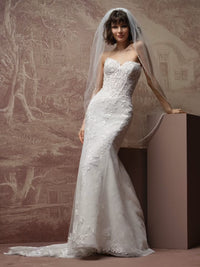 34835-Glimmering sequin lace basque waist wedding dress