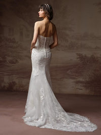 34835-Glimmering sequin lace basque waist wedding dress