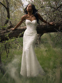 34835-Glimmering sequin lace basque waist wedding dress
