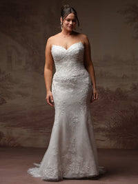 34835-Glimmering sequin lace basque waist wedding dress