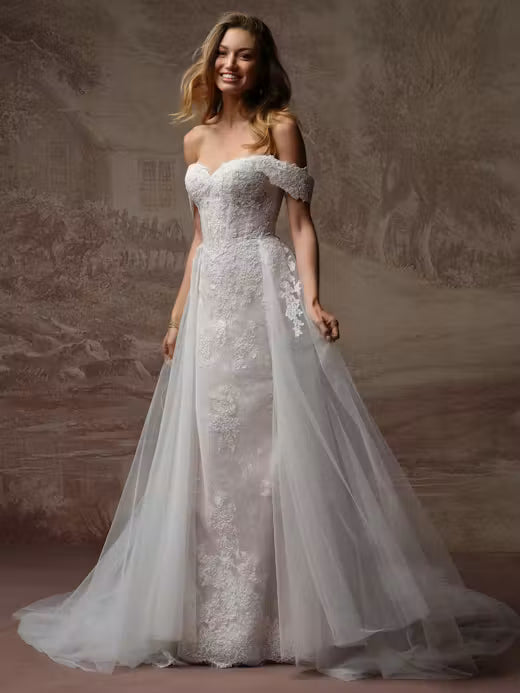 34833-Sweetheart Neckline Sequin Tull Fit-and-Flare Wedding Dress