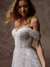 34833-Sweetheart Neckline Sequin Tull Fit-and-Flare Wedding Dress