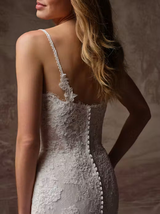 34833-Sweetheart Neckline Sequin Tull Fit-and-Flare Wedding Dress