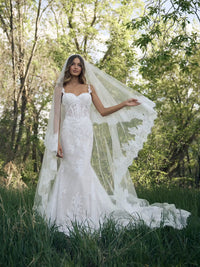34833-Sweetheart Neckline Sequin Tull Fit-and-Flare Wedding Dress