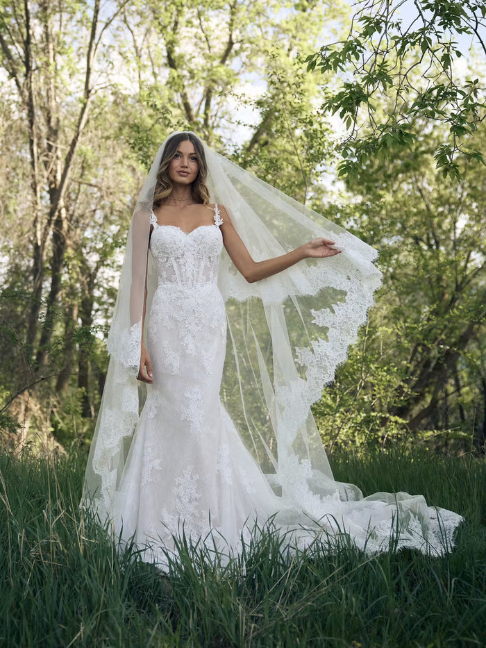 34833-Sweetheart Neckline Sequin Tull Fit-and-Flare Wedding Dress