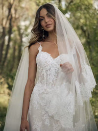 34833-Sweetheart Neckline Sequin Tull Fit-and-Flare Wedding Dress