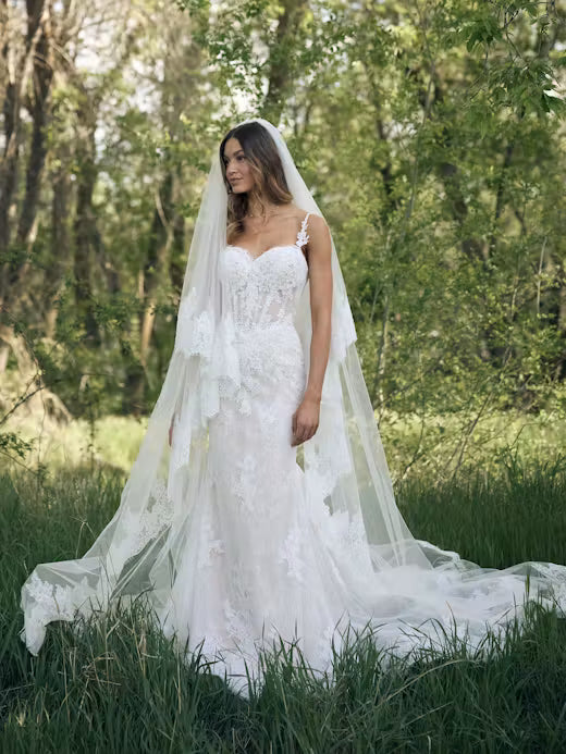 34833-Sweetheart Neckline Sequin Tull Fit-and-Flare Wedding Dress