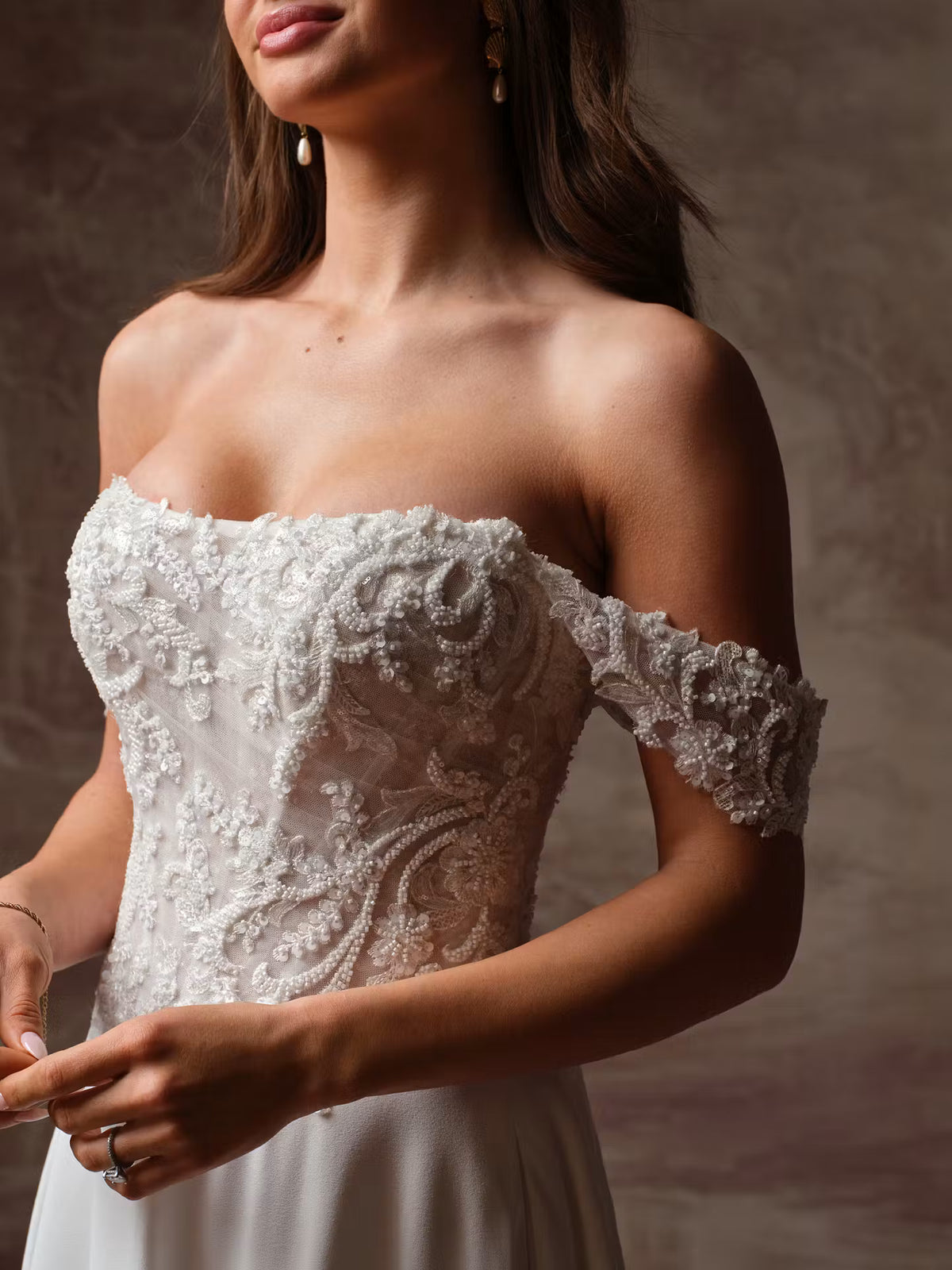 34846-Delicate beaded lace bodice wedding dress
