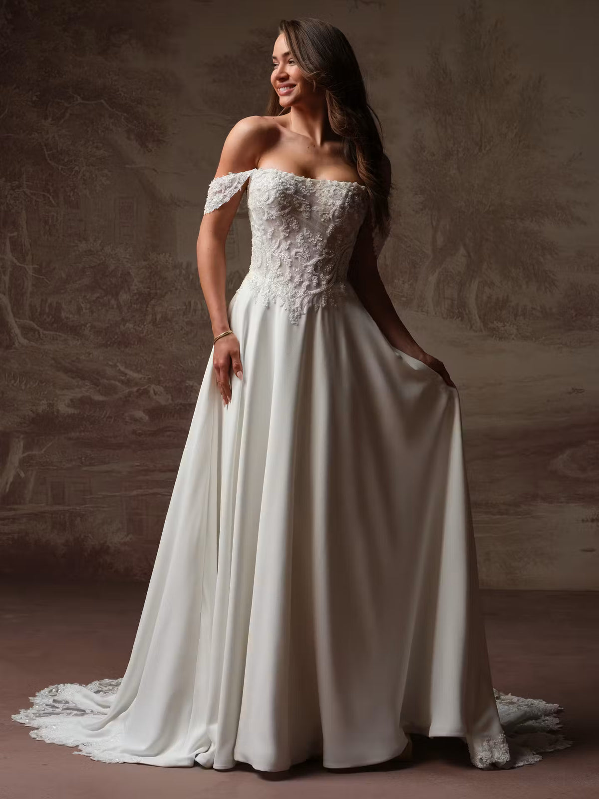34846-Delicate beaded lace bodice wedding dress