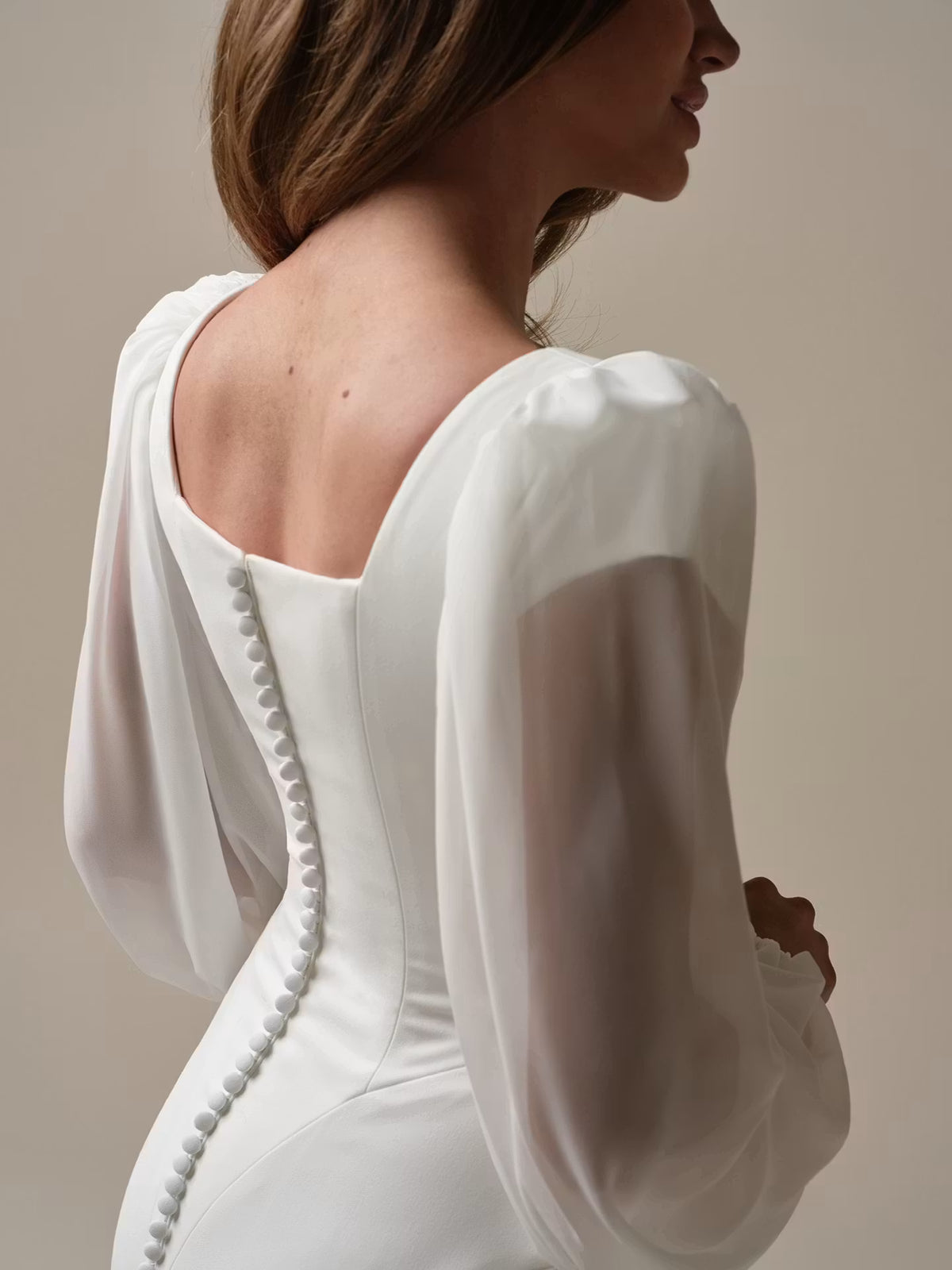 34831-Modest simple square neckline sheath bridal gown