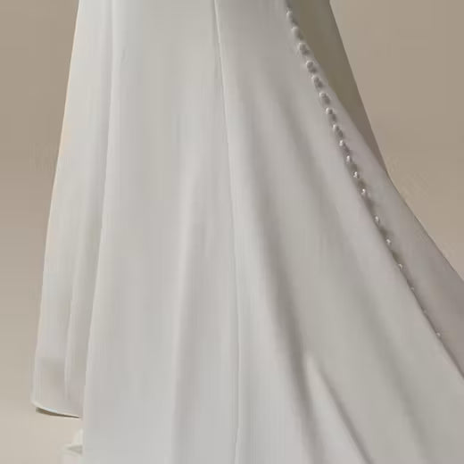 34831-Modest simple square neckline sheath bridal gown