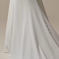 34831-Modest simple square neckline sheath bridal gown