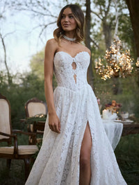 34834-Entrancing plunging neckline side slit allover lace bridal gown