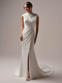 34829-Elegant high neck modern sheath wedding dress