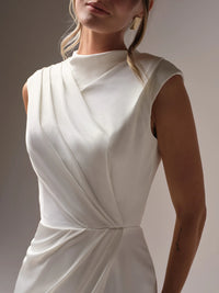34829-Elegant high neck modern sheath wedding dress